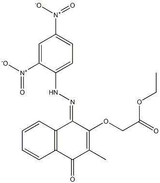 [[[1,4-Dihydro-1-[[[2,4-dinitrophenyl]amino]imino]-3-methyl-4-oxonaphthalen]-2-yl]oxy]acetic acid ethyl ester Struktur