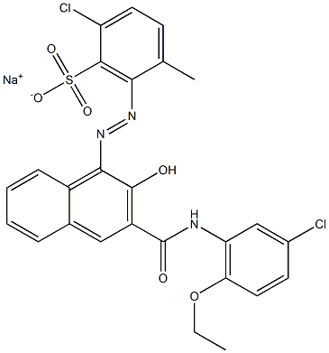 2-Chloro-5-methyl-6-[[3-[[(3-chloro-6-ethoxyphenyl)amino]carbonyl]-2-hydroxy-1-naphtyl]azo]benzenesulfonic acid sodium salt Struktur