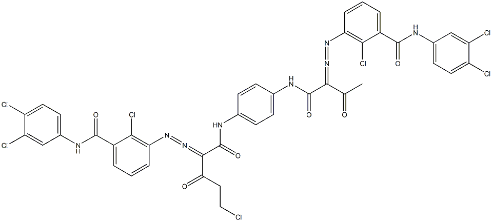 3,3'-[2-(Chloromethyl)-1,4-phenylenebis[iminocarbonyl(acetylmethylene)azo]]bis[N-(3,4-dichlorophenyl)-2-chlorobenzamide] Struktur