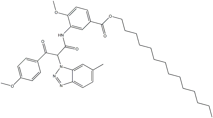 2-(4-Methoxybenzoyl)-2-(6-methyl-1H-benzotriazol-1-yl)-2'-methoxy-5'-(tetradecyloxycarbonyl)acetanilide Struktur