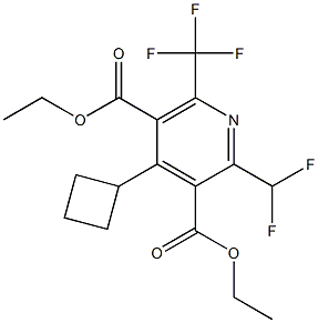 2-Difluoromethyl-6-(trifluoromethyl)-4-cyclobutylpyridine-3,5-dicarboxylic acid diethyl ester Struktur