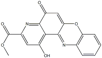 1-Hydroxy-5-oxo-5H-pyrido[3,2-a]phenoxazine-3-carboxylic acid methyl ester Struktur