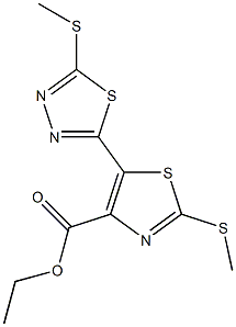 5-(5-Methylthio-1,3,4-thiadiazol-2-yl)-2-(methylthio)thiazole-4-carboxylic acid ethyl ester Struktur