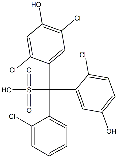 (2-Chlorophenyl)(2-chloro-5-hydroxyphenyl)(2,5-dichloro-4-hydroxyphenyl)methanesulfonic acid Struktur