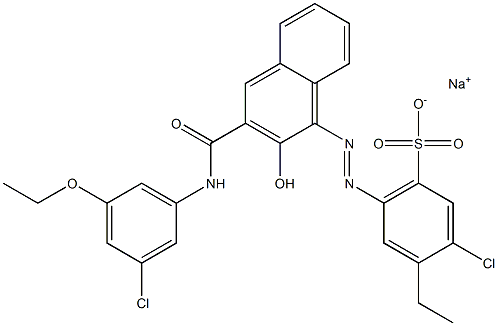 3-Chloro-4-ethyl-6-[[3-[[(3-chloro-5-ethoxyphenyl)amino]carbonyl]-2-hydroxy-1-naphtyl]azo]benzenesulfonic acid sodium salt Struktur