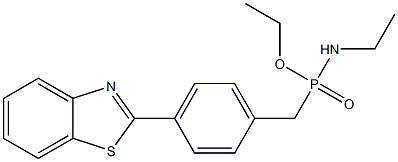 Ethylamino[4-(benzothiazol-2-yl)phenylmethyl]phosphinic acid O-ethyl ester Struktur