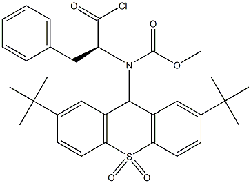 [(2S)-2-[(2,7-Di-tert-butyl-9H-thioxanthene 10,10-dioxide)-9-ylmethoxycarbonylamino]-3-phenylpropionyl] chloride Struktur