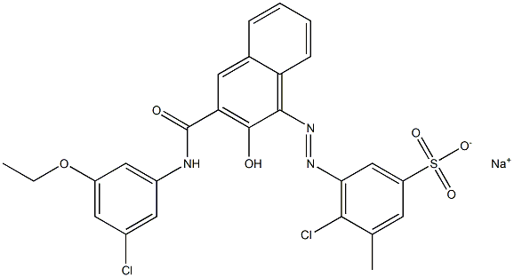 4-Chloro-3-methyl-5-[[3-[[(3-chloro-5-ethoxyphenyl)amino]carbonyl]-2-hydroxy-1-naphtyl]azo]benzenesulfonic acid sodium salt Struktur