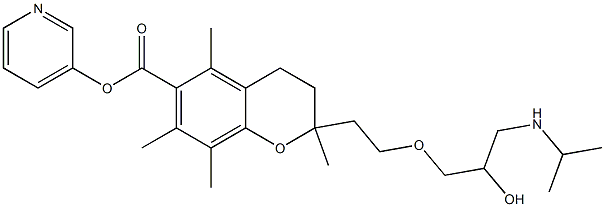 2-[2-[3-(1-Methylethylamino)-2-hydroxypropyloxy]ethyl]-2,5,7,8-tetramethyl-3,4-dihydro-2H-1-benzopyran-6-carboxylic acid 3-pyridyl ester Struktur