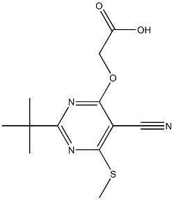 [2-tert-Butyl-5-cyano-6-methylthio-4-pyrimidinyloxy]acetic acid Struktur