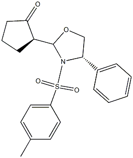 (2R)-2-[(2R,4S)-4-Phenyl-3-(4-methylphenylsulfonyl)oxazolidin-2-yl]-1-cyclopentanone Struktur