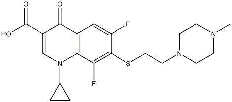 7-[2-(4-Methylpiperazin-1-yl)ethyl]thio-1-cyclopropyl-6,8-difluoro-1,4-dihydro-4-oxoquinoline-3-carboxylic acid Struktur