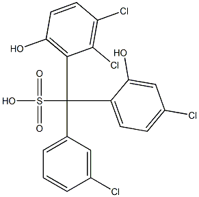 (3-Chlorophenyl)(4-chloro-2-hydroxyphenyl)(2,3-dichloro-6-hydroxyphenyl)methanesulfonic acid Struktur