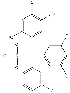 (3-Chlorophenyl)(3,5-dichlorophenyl)(4-chloro-2,5-dihydroxyphenyl)methanesulfonic acid Struktur