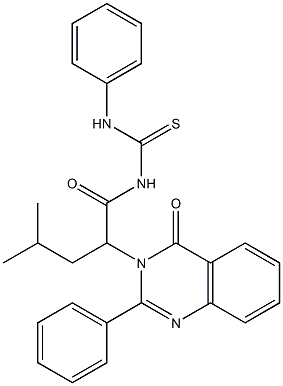 1-[4-Methyl-2-(4-oxo-2-phenyl-3,4-dihydroquinazolin-3-yl)valeryl]-3-phenylthiourea Struktur