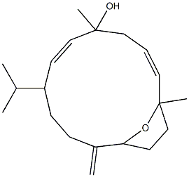 [3E,13E,(+)]-5,8-Epoxy-1,5-dimethyl-9-methylene-12-(1-methylethyl)cyclotetradeca-3,13-diene-1-ol Struktur