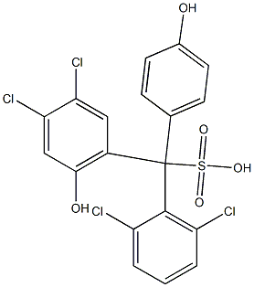 (2,6-Dichlorophenyl)(3,4-dichloro-6-hydroxyphenyl)(4-hydroxyphenyl)methanesulfonic acid Struktur