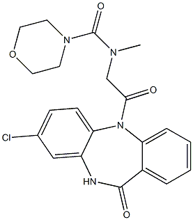 8-Chloro-5-[(N-morpholinocarbonylmethylamino)acetyl]-5,10-dihydro-11H-dibenzo[b,e][1,4]diazepin-11-one Struktur