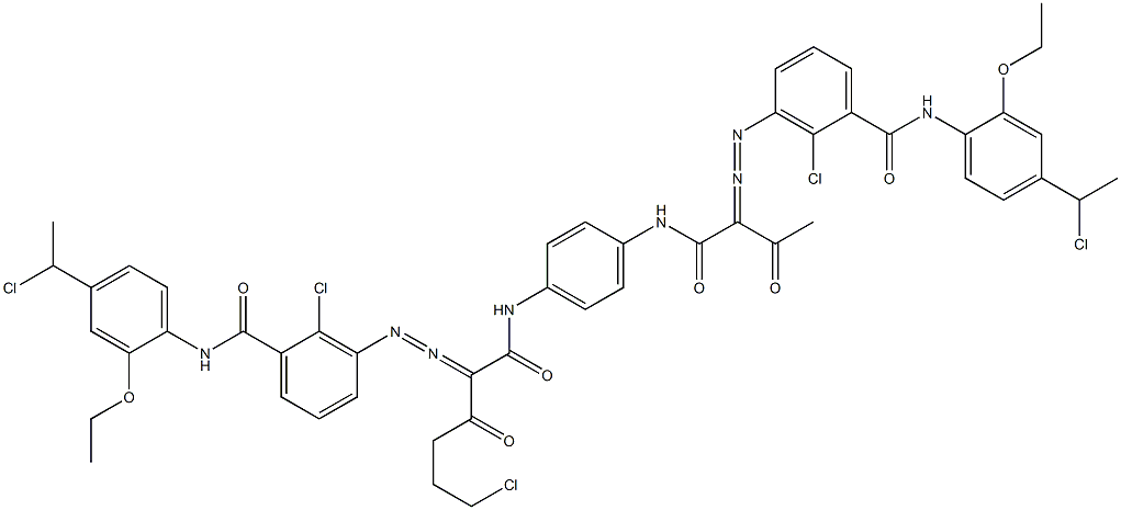 3,3'-[2-(2-Chloroethyl)-1,4-phenylenebis[iminocarbonyl(acetylmethylene)azo]]bis[N-[4-(1-chloroethyl)-2-ethoxyphenyl]-2-chlorobenzamide] Struktur