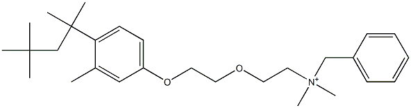 N,N-Dimethyl-N-[2-[2-[3-methyl-4-(1,1,3,3-tetramethylbutyl)phenoxy]ethoxy]ethyl]benzenemethanaminium Struktur