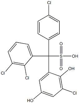 (4-Chlorophenyl)(2,3-dichlorophenyl)(3-chloro-2,5-dihydroxyphenyl)methanesulfonic acid Struktur