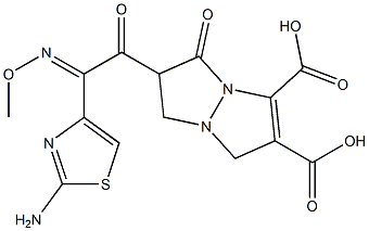 6-[(2-Amino-4-thiazolyl)(methoxyimino)acetyl]-6,7-dihydro-5-oxo-1H,5H-pyrazolo[1,2-a]pyrazole-2,3-dicarboxylic acid Struktur