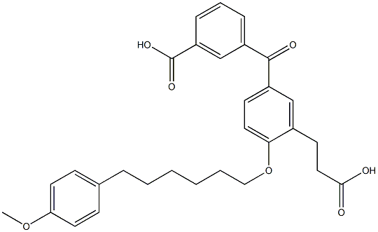 5-(3-Carboxybenzoyl)-2-[6-(4-methoxyphenyl)hexyloxy]benzenepropanoic acid Struktur