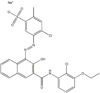 4-Chloro-2-methyl-5-[[3-[[(2-chloro-3-ethoxyphenyl)amino]carbonyl]-2-hydroxy-1-naphtyl]azo]benzenesulfonic acid sodium salt Struktur