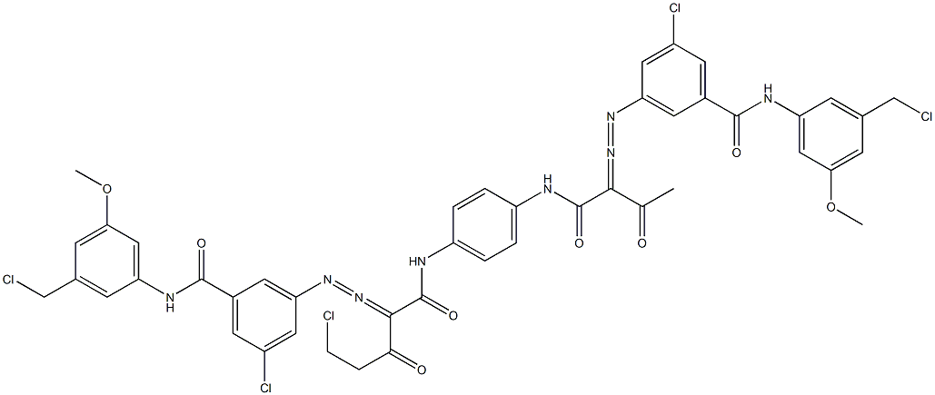 3,3'-[2-(Chloromethyl)-1,4-phenylenebis[iminocarbonyl(acetylmethylene)azo]]bis[N-[3-(chloromethyl)-5-methoxyphenyl]-5-chlorobenzamide] Struktur