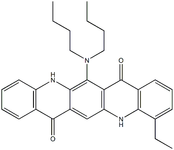 6-(Dibutylamino)-11-ethyl-5,12-dihydroquino[2,3-b]acridine-7,14-dione Struktur