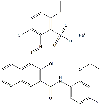 3-Chloro-6-ethyl-2-[[3-[[(4-chloro-2-ethoxyphenyl)amino]carbonyl]-2-hydroxy-1-naphtyl]azo]benzenesulfonic acid sodium salt Struktur