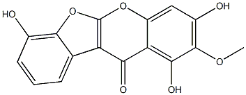 2-Methoxy-1,3,7-trihydroxy-11H-benzofuro[2,3-b][1]benzopyran-11-one Struktur