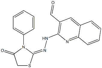 2-[2-[3-Formylquinoline-2-yl]hydrazono]-3-phenylthiazolidine-4-one Struktur