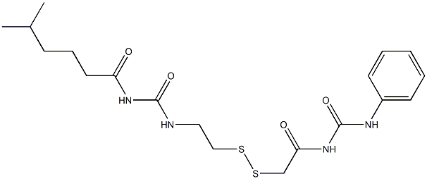 1-(5-Methylhexanoyl)-3-[2-[[(3-phenylureido)carbonylmethyl]dithio]ethyl]urea Struktur