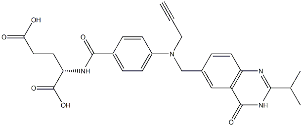 (2S)-2-[4-[N-[(3,4-Dihydro-2-isopropyl-4-oxoquinazolin)-6-ylmethyl]-N-(2-propynyl)amino]benzoylamino]glutaric acid Struktur