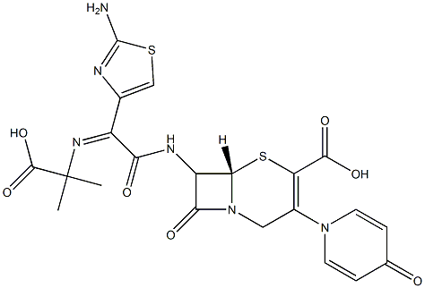 7-[(Z)-2-(2-Aminothiazol-4-yl)-2-[(1-methyl-1-carboxyethyl)imino]acetylamino]-3-[(1,4-dihydro-4-oxopyridin)-1-yl]cepham-3-ene-4-carboxylic acid Struktur