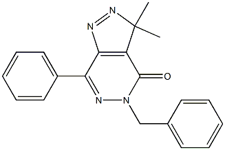 3,3-Dimethyl-5-benzyl-7-phenyl-3H-pyrazolo[3,4-d]pyridazin-4(5H)-one Struktur