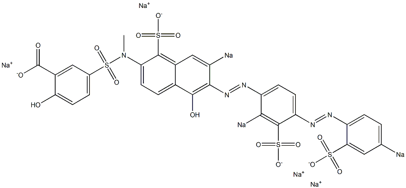 2-Hydroxy-5-[N-[5-hydroxy-6-[[2-sodiosulfo-4-[(4-sodiosulfophenyl)azo]phenyl]azo]-7-sodiosulfo-2-naphthalenyl]-N-methylaminosulfonyl]benzoic acid sodium salt Struktur