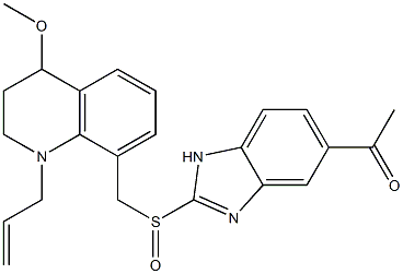 1,2,3,4-Tetrahydro-1-(2-propenyl)-4-methoxy-8-(5-acetyl-1H-benzimidazol-2-ylsulfinylmethyl)quinoline Struktur