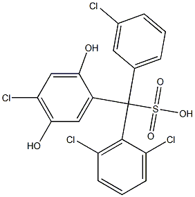 (3-Chlorophenyl)(2,6-dichlorophenyl)(4-chloro-2,5-dihydroxyphenyl)methanesulfonic acid Struktur