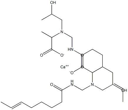 Bis[2-[N-(2-hydroxypropyl)-N-(6-octenoylaminomethyl)amino]propionic acid]calcium salt Struktur