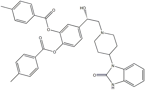 4-[(S)-2-[4-[(2,3-Dihydro-2-oxo-1H-benzimidazol)-1-yl]-1-piperidinyl]-1-hydroxyethyl]-1,2-phenylenebis(4-methylbenzoate) Struktur