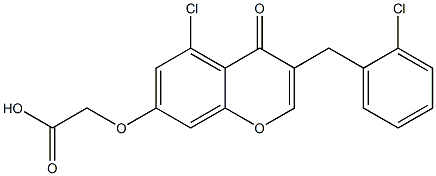 [(5-Chloro-3-(2-chlorobenzyl)-4-oxo-4H-1-benzopyran-7-yl)oxy]acetic acid Struktur