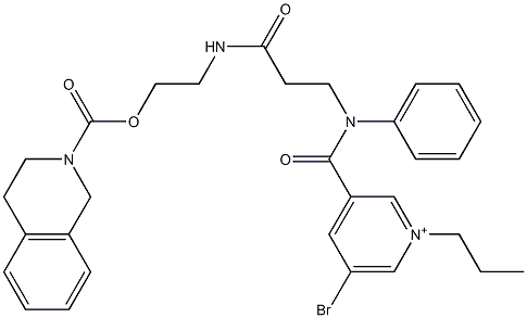 5-Bromo-1-propyl-3-[[[3-oxo-3-[[2-[(1,2,3,4-tetrahydroisoquinolin)-2-ylcarbonyloxy]ethyl]amino]propyl]phenylamino]carbonyl]pyridinium Struktur