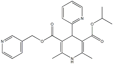 1,4-Dihydro-2,6-dimethyl-4-(2-pyridinyl)pyridine-3,5-dicarboxylic acid 3-(3-pyridinylmethyl)5-isopropyl ester Struktur