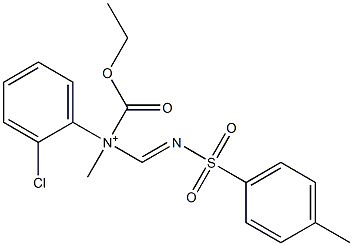 N-Ethoxycarbonyl-N-methyl-N-(4-methylphenylsulfonyliminomethyl)-2-chlorobenzenaminium Struktur