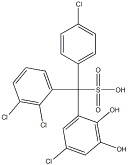 (4-Chlorophenyl)(2,3-dichlorophenyl)(5-chloro-2,3-dihydroxyphenyl)methanesulfonic acid Struktur