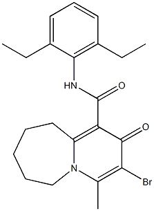 3-Bromo-2,6,7,8,9,10-hexahydro-4-methyl-2-oxo-N-(2,6-diethylphenyl)pyrido[1,2-a]azepine-1-carboxamide Struktur