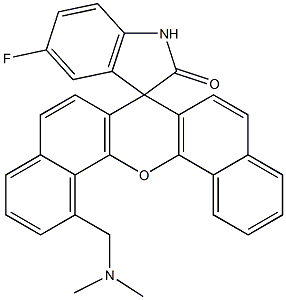 5'-Fluoro-1-(N,N-dimethylaminomethyl)spiro[7H-dibenzo[c,h]xanthene-7,3'-[3H]indol]-2'(1'H)-one Struktur