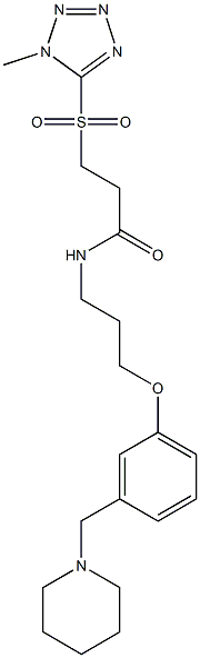 N-[3-[3-(Piperidinomethyl)phenoxy]propyl]-3-[(1-methyl-1H-tetrazol-5-yl)sulfonyl]propanamide Struktur